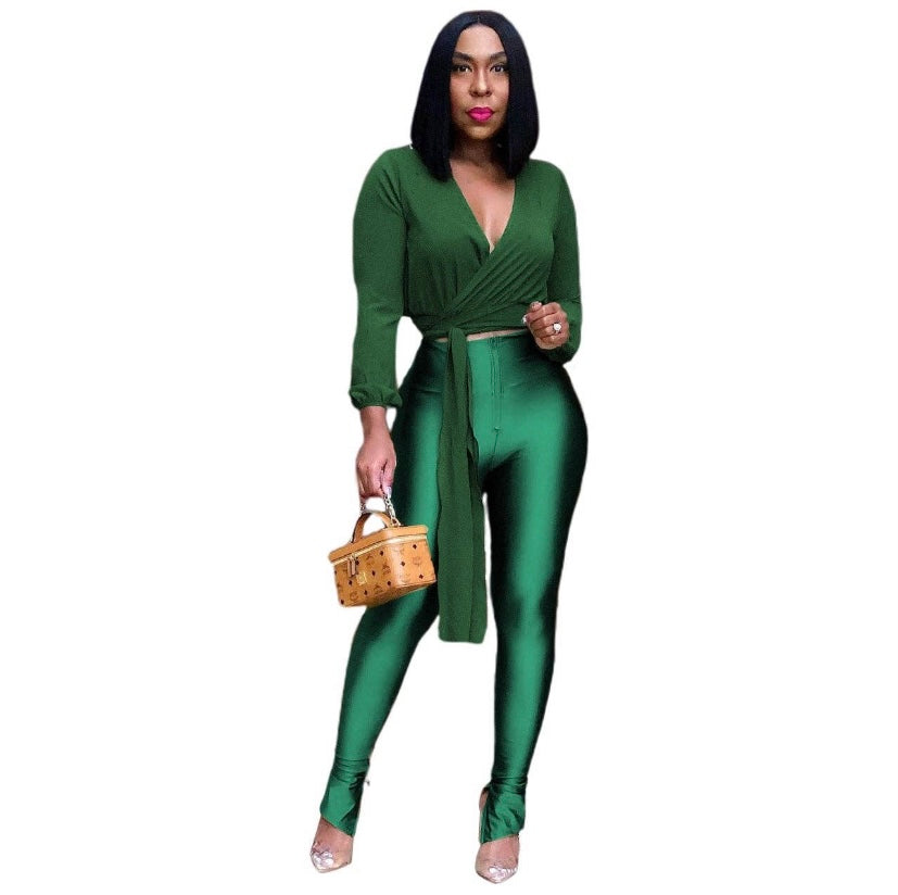 Metal pants two piece set